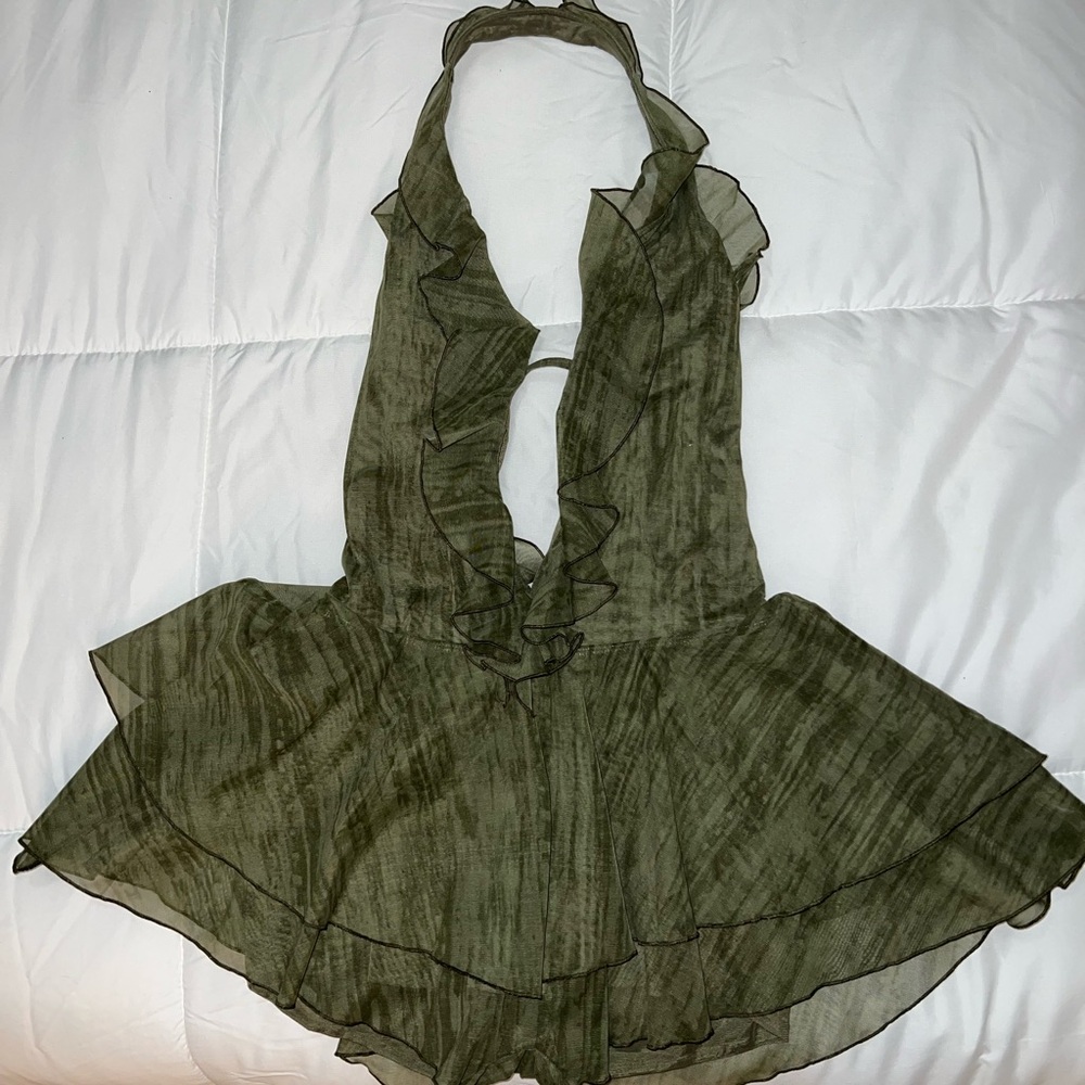 Oh Polly Olive Halter Romper